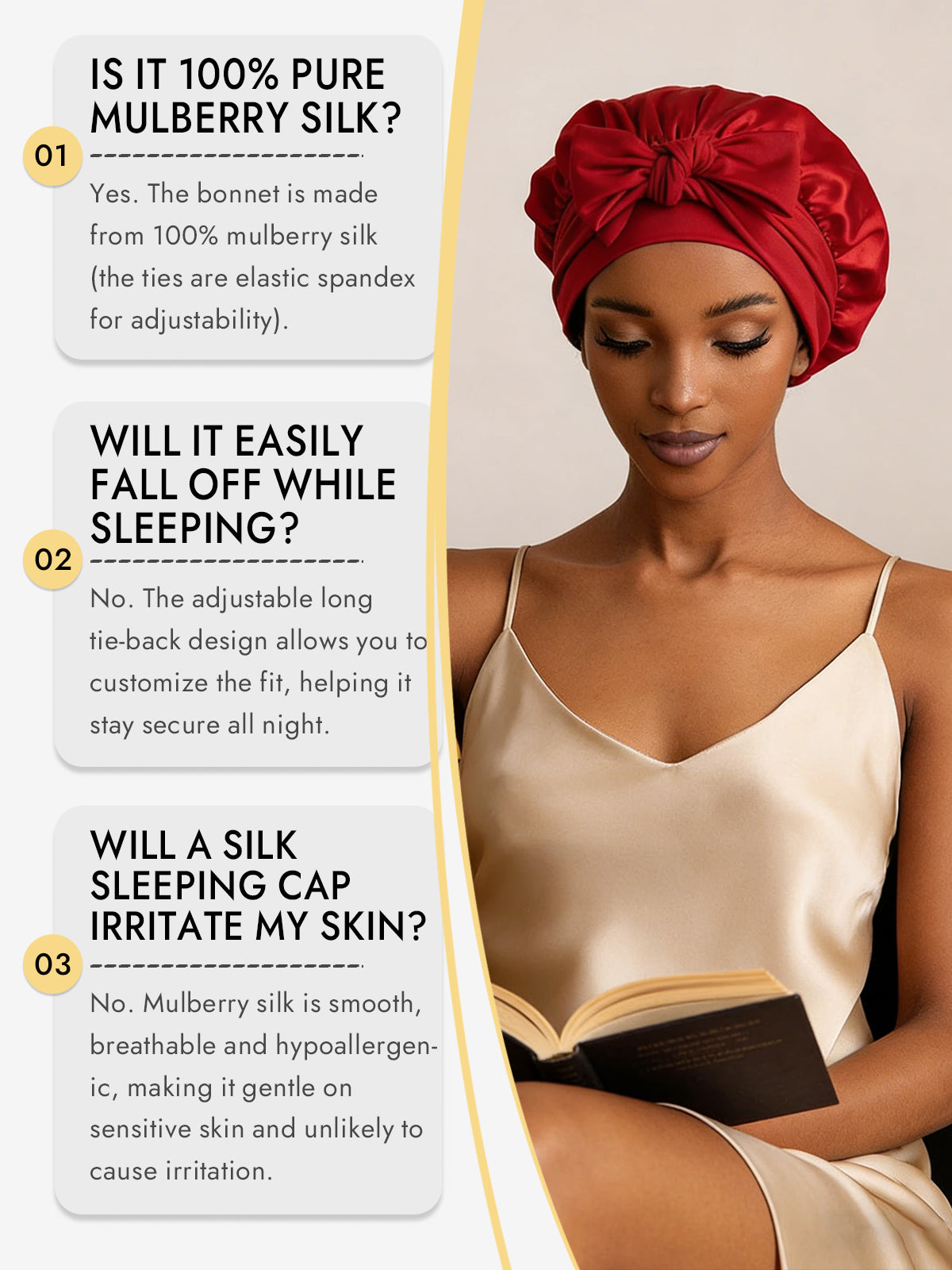 Pure Silk Bowknot Tie Bonnet