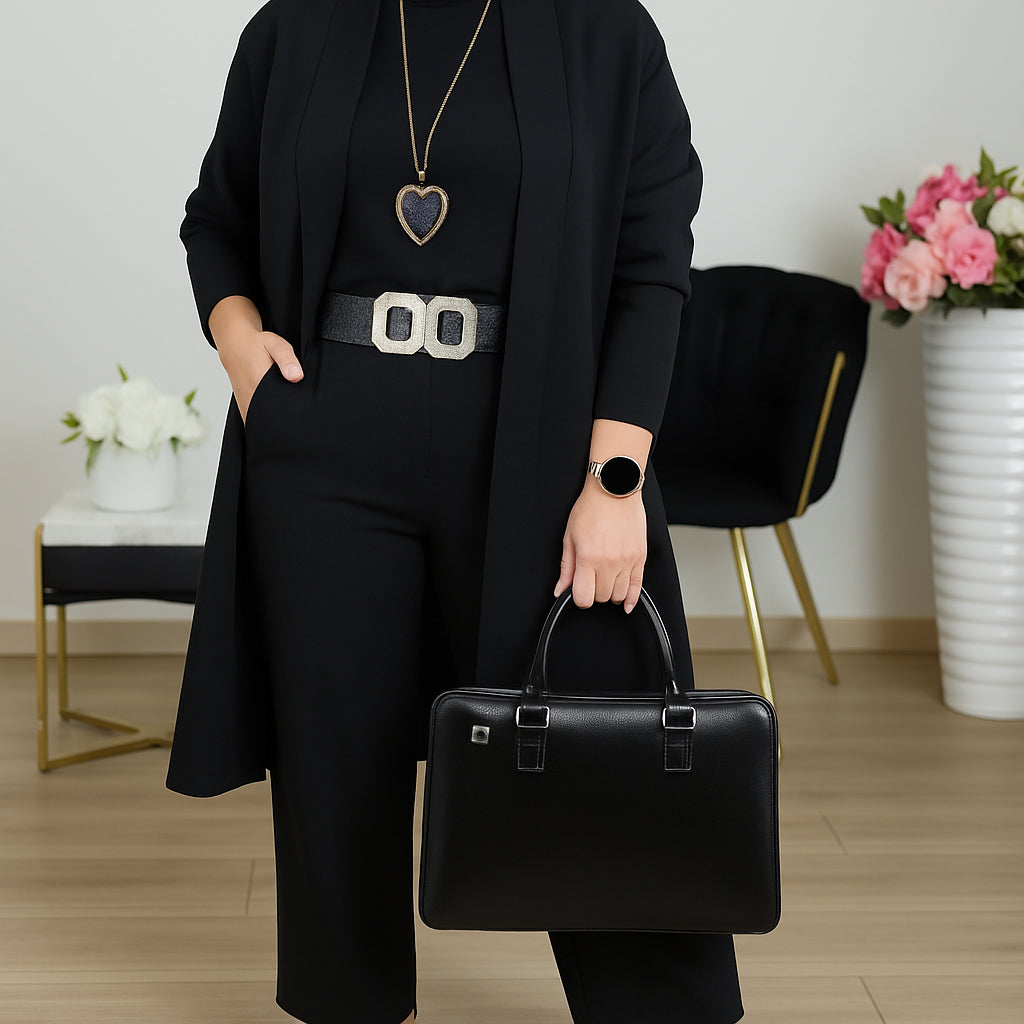 ⏳Time-Limited Special⏰Elegant 3-piece set including long cardigan, top and pants💞