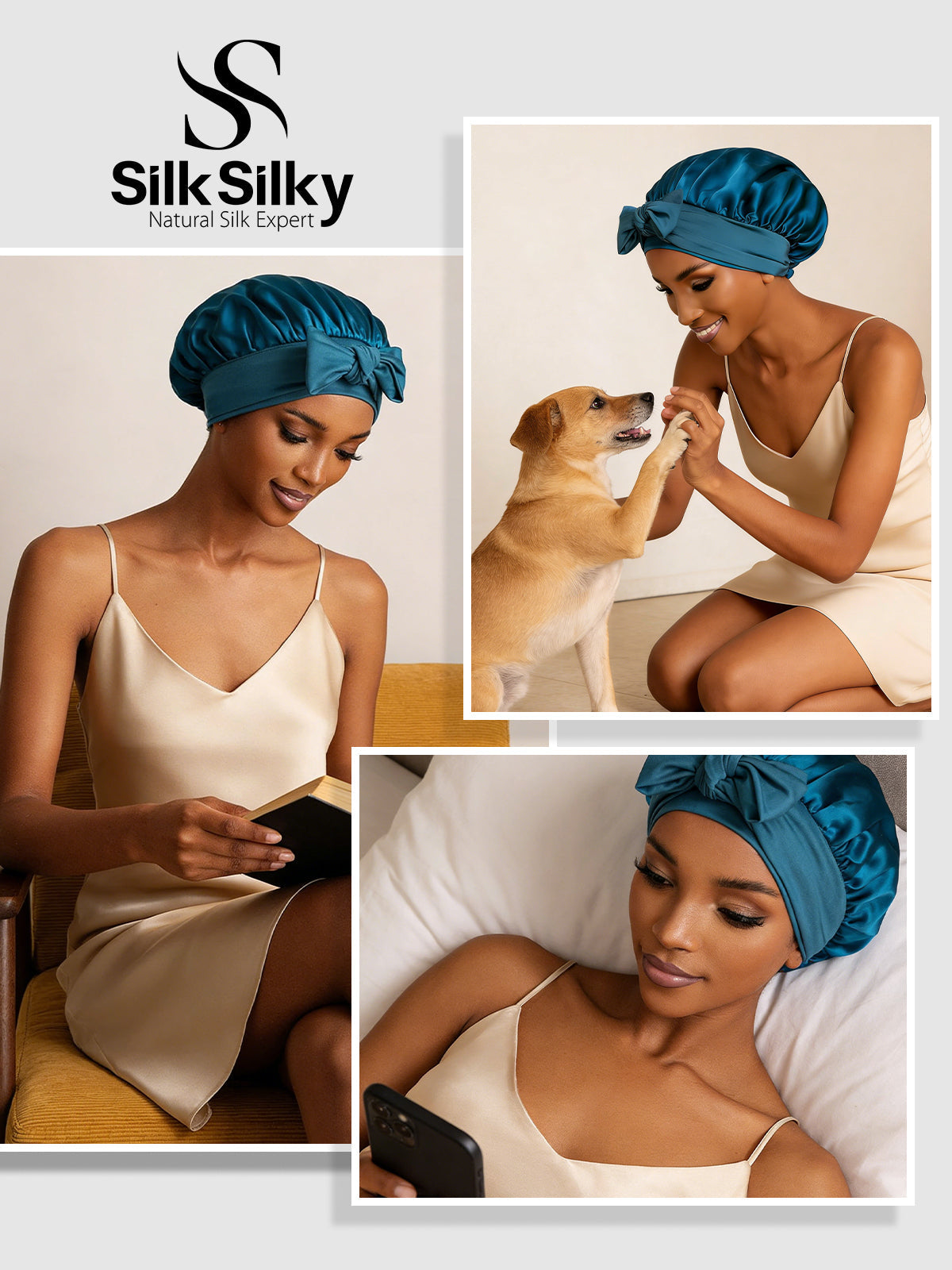 Pure Silk Bowknot Tie Bonnet