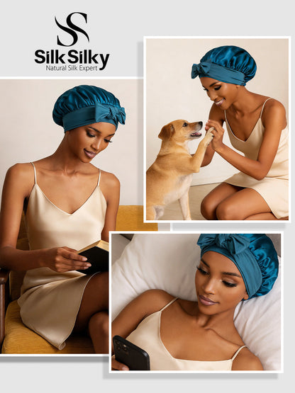 Pure Silk Bowknot Tie Bonnet