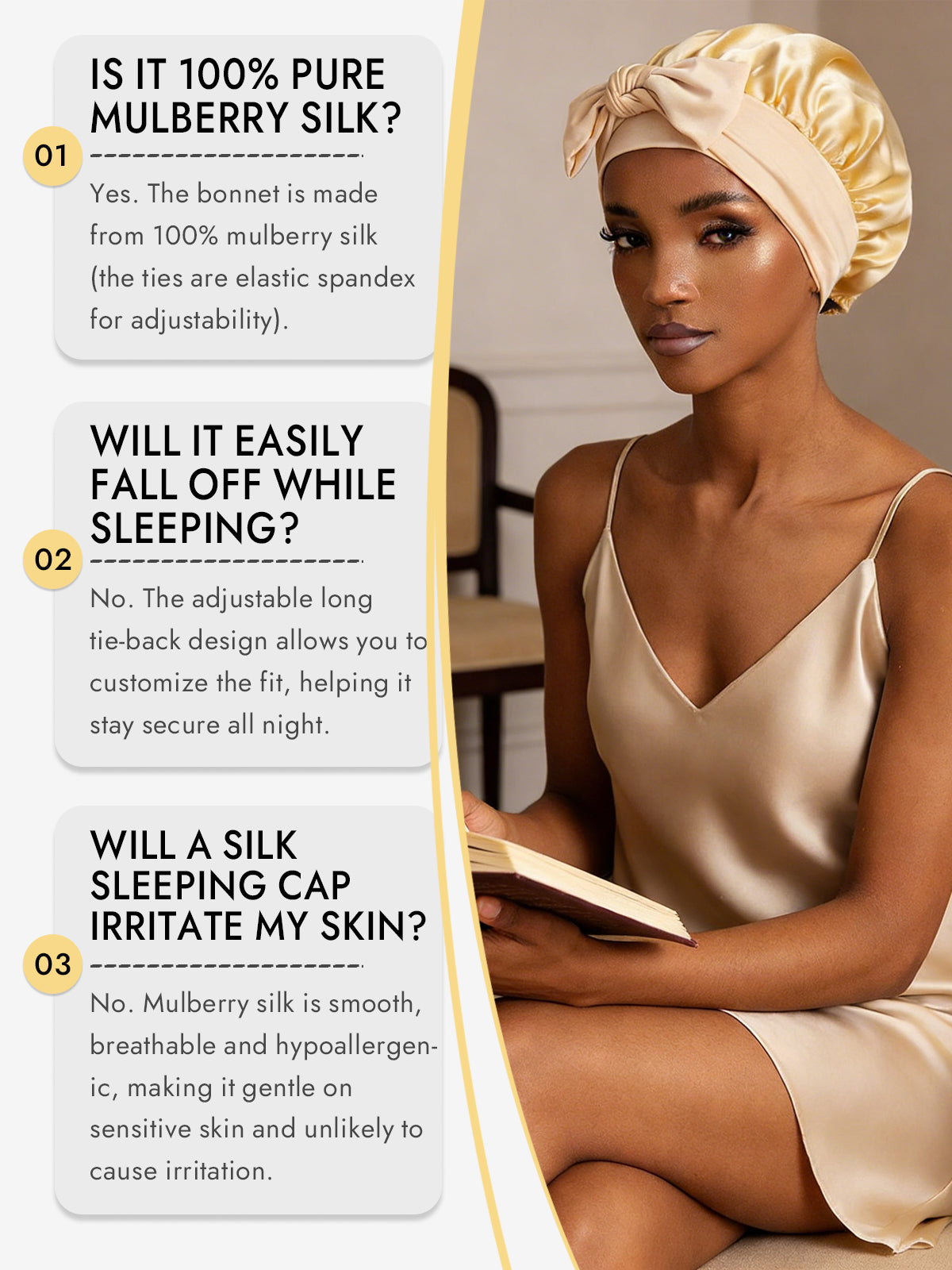 Pure Silk Bowknot Tie Bonnet