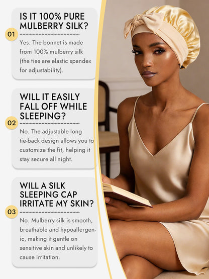 Pure Silk Bowknot Tie Bonnet