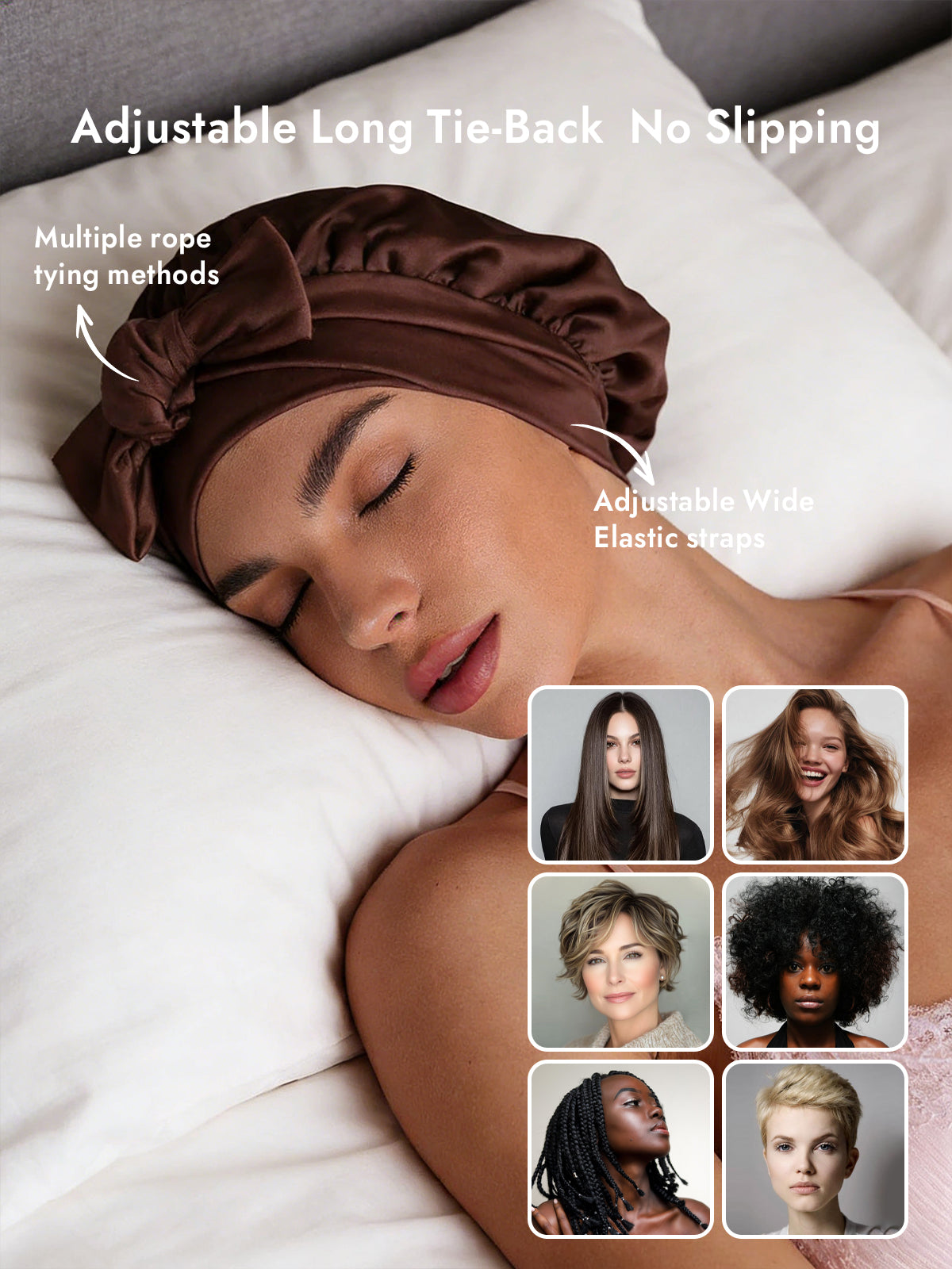 Pure Silk Bowknot Tie Bonnet