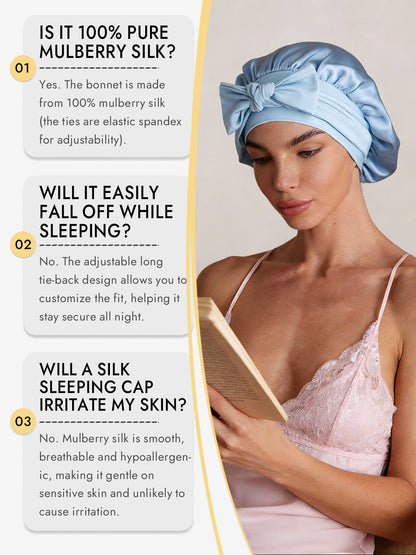 Pure Silk Bowknot Tie Bonnet