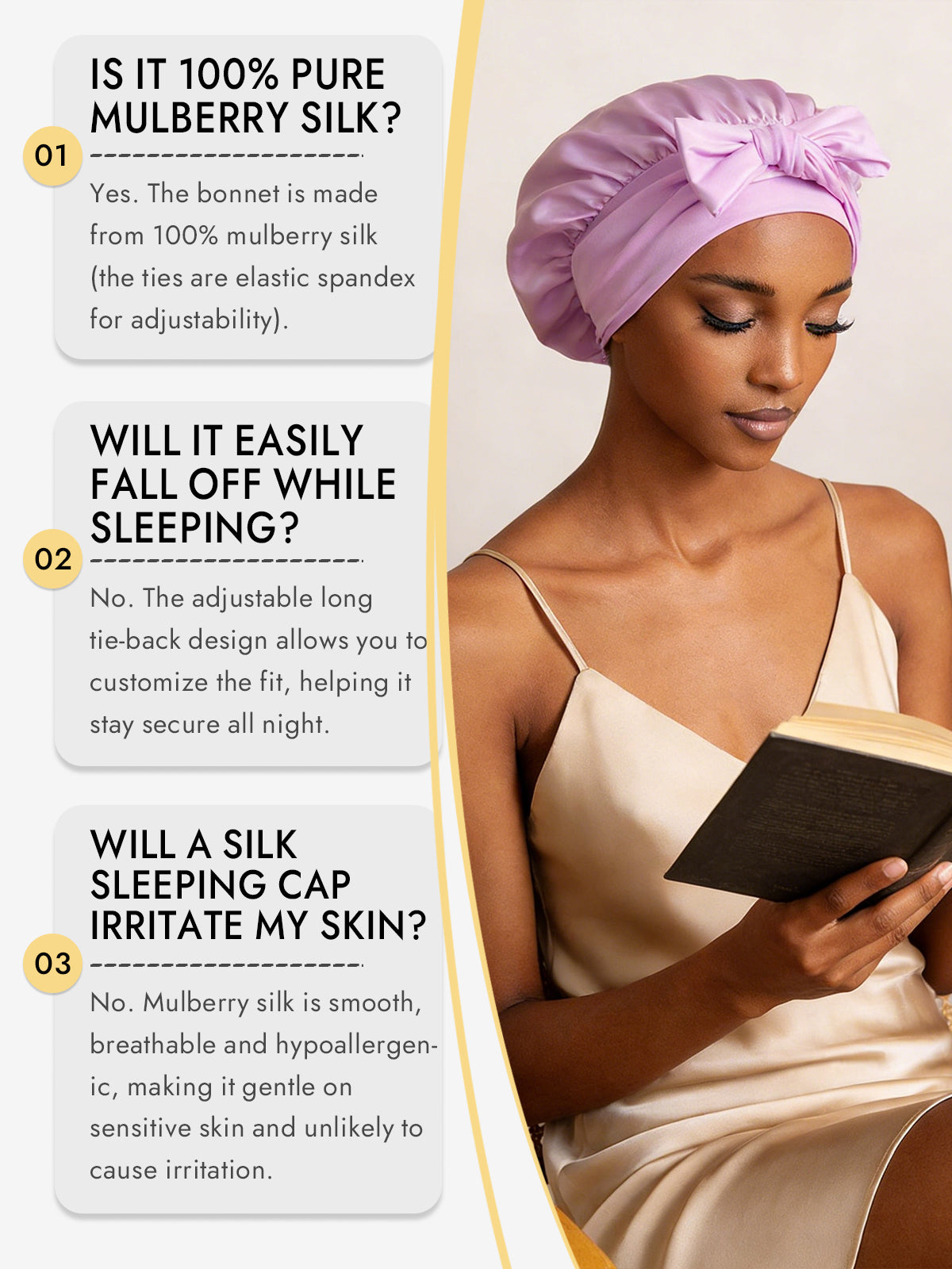 Pure Silk Bowknot Tie Bonnet