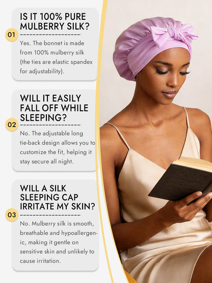 Pure Silk Bowknot Tie Bonnet