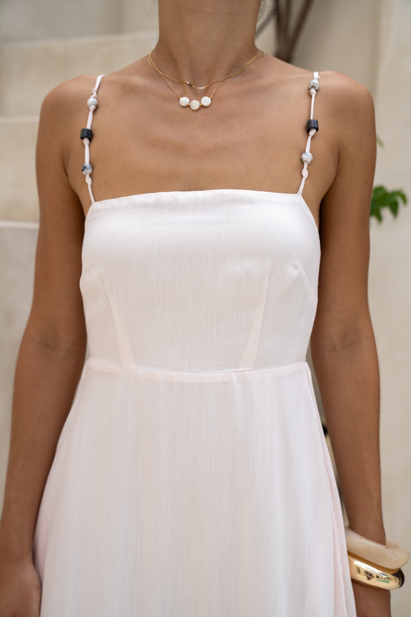 Cira Black Abstract Beaded Flared Maxi Dress