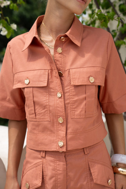 Averie Terracotta Orange Cropped Shirt