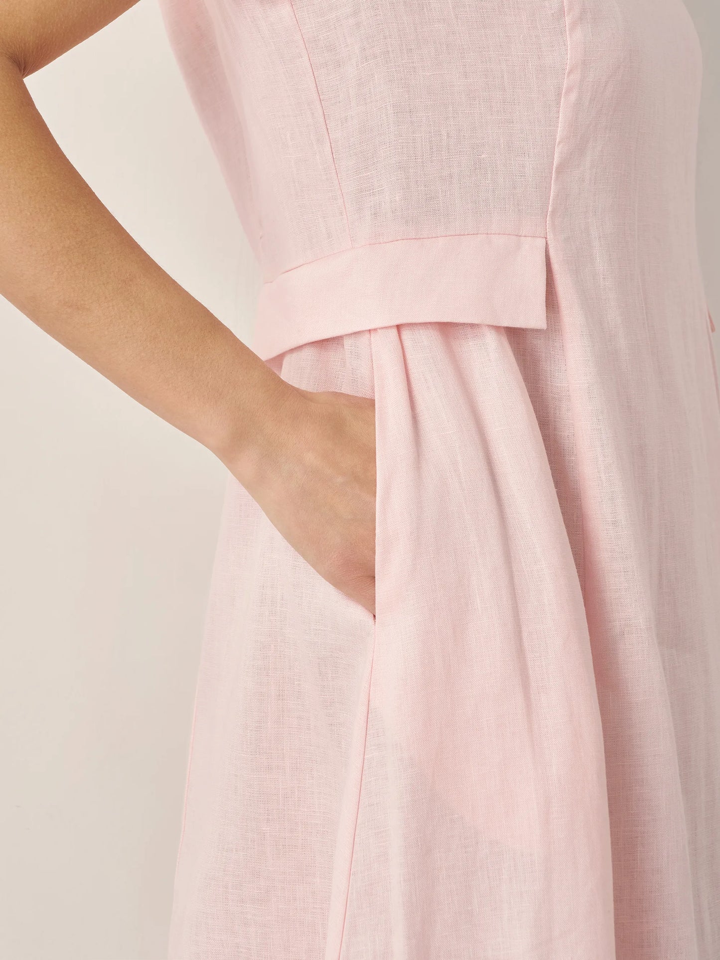 100% Linen Natural Summer V-Neck Dress ALEXA