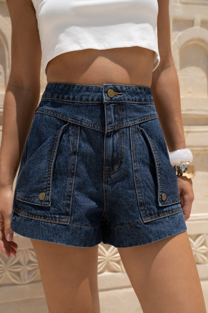 Denia Dark Blue Denim Cargo Shorts