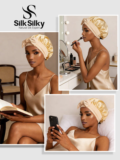 Pure Silk Bowknot Tie Bonnet