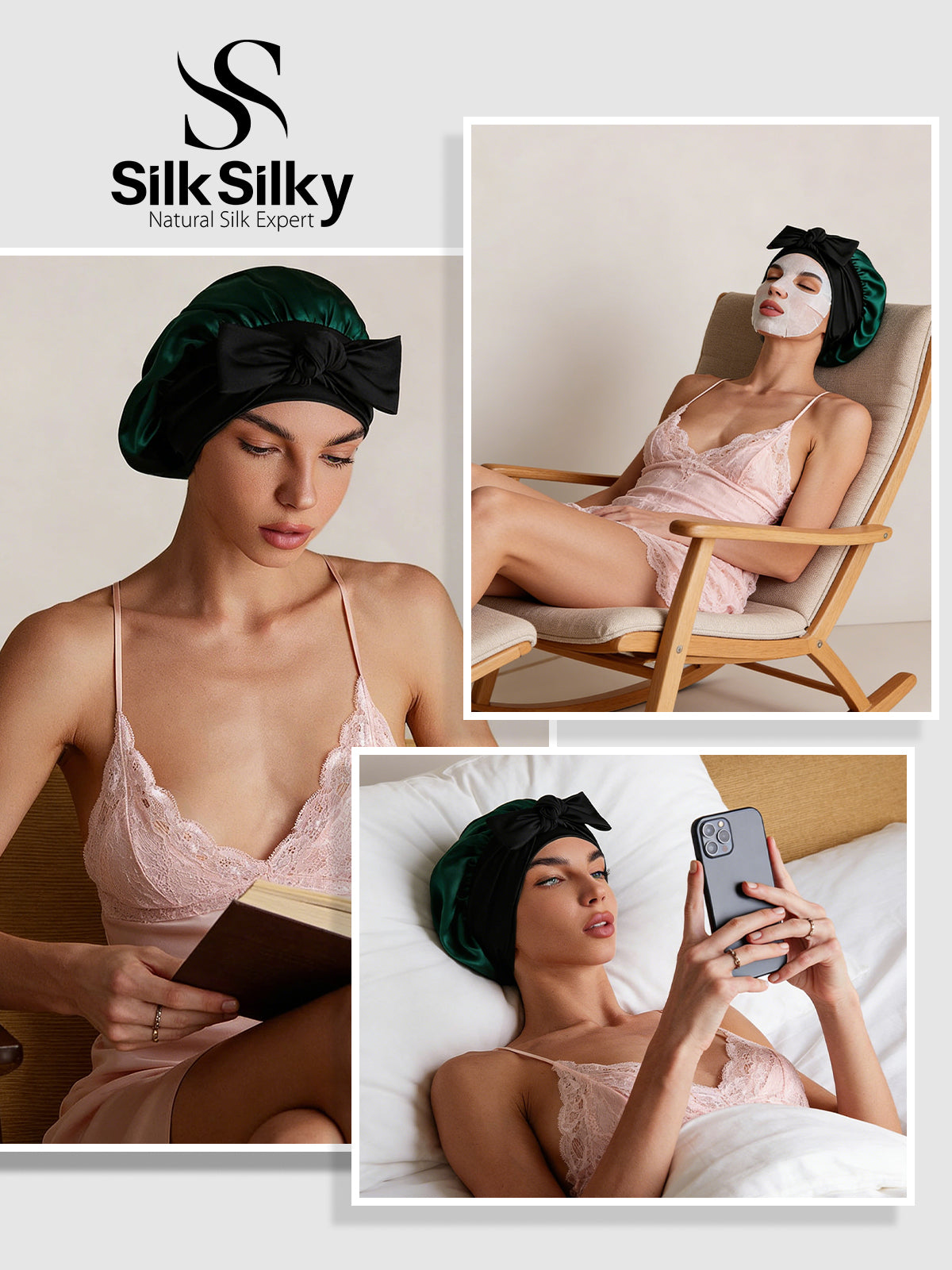 Pure Silk Bowknot Tie Bonnet