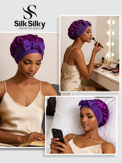 Pure Silk Bowknot Tie Bonnet
