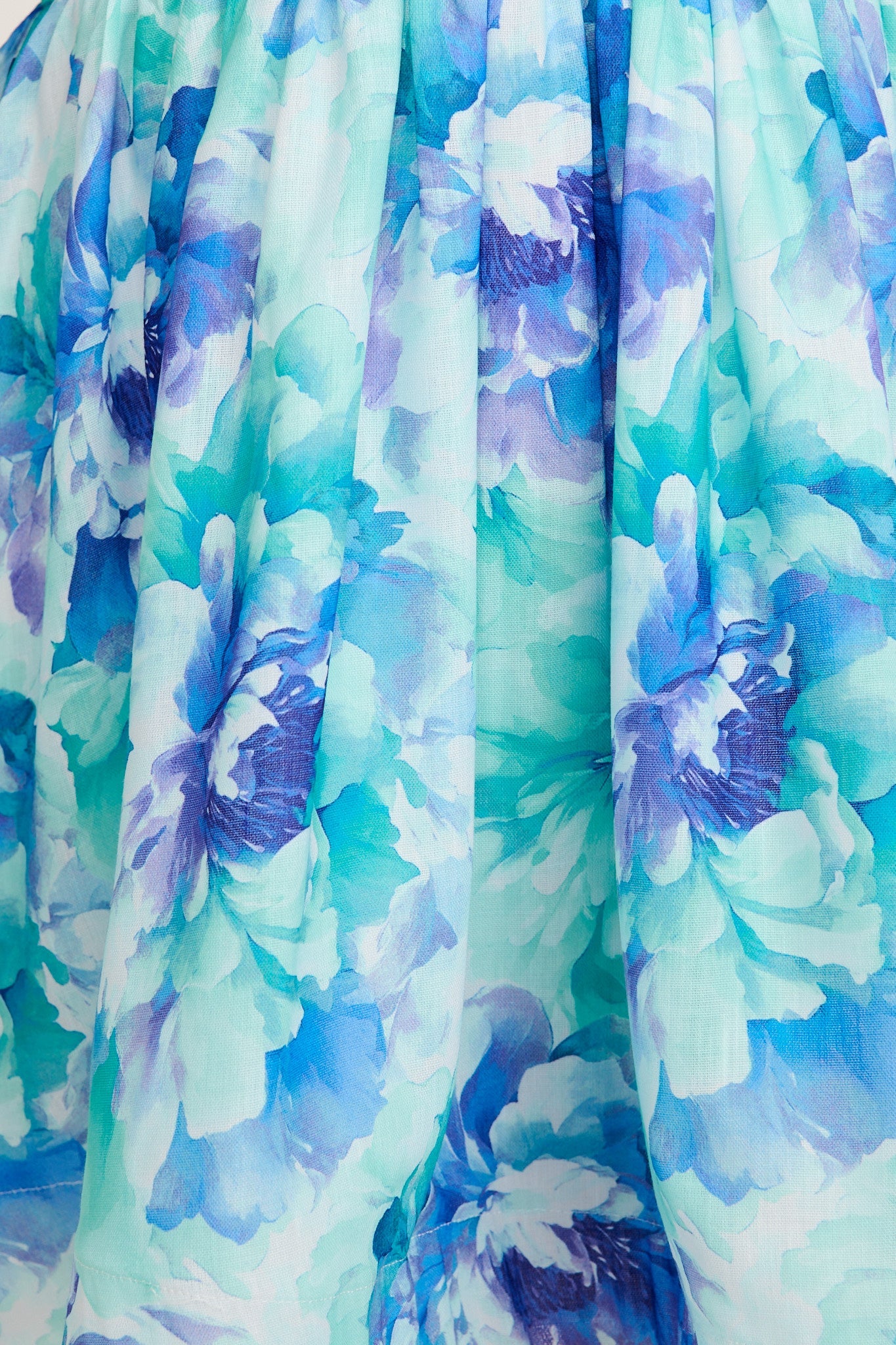 Champagne Nights Dress in Blue Floral Linen Blend