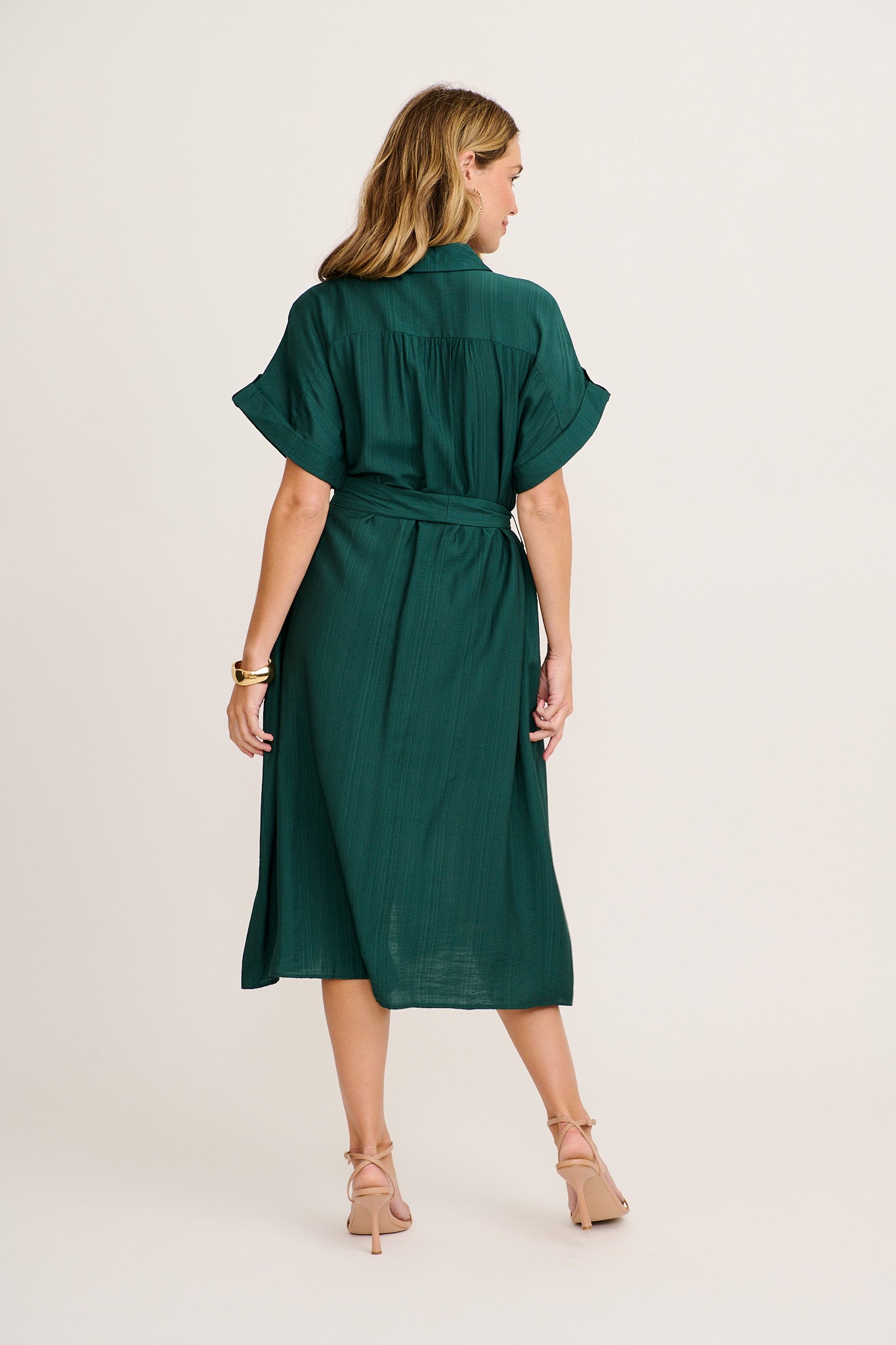 Sweet Talk Midi Shirt Dress in Emerald