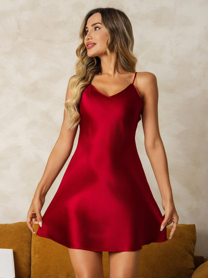 Pure Silk Spaghetti Strap Short Nightgown