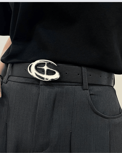 Unique Silver Buckle Design Belt