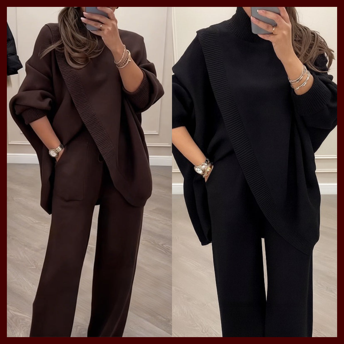 🔥 59% OFF! NEW! Women's 2-piece set – Asymmetrical sweater + wide-leg pants, relaxed fit and soft fabric, ultra comfortable 👚✨