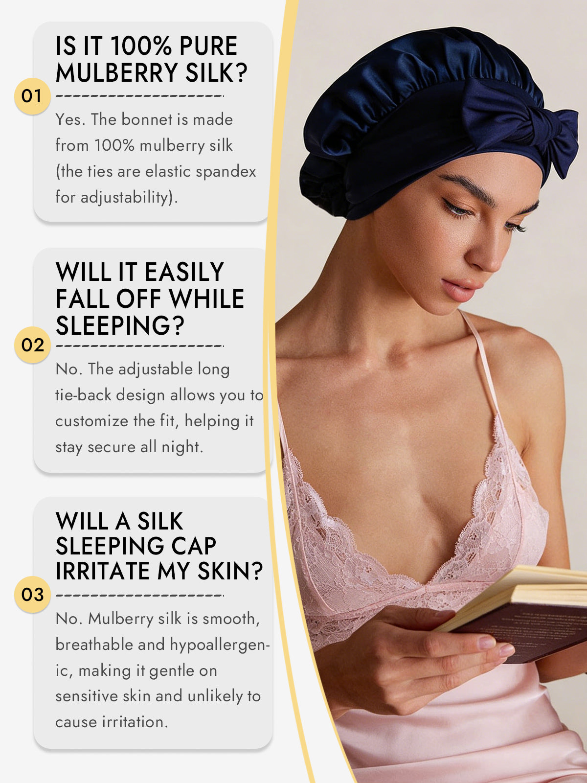 Pure Silk Bowknot Tie Bonnet