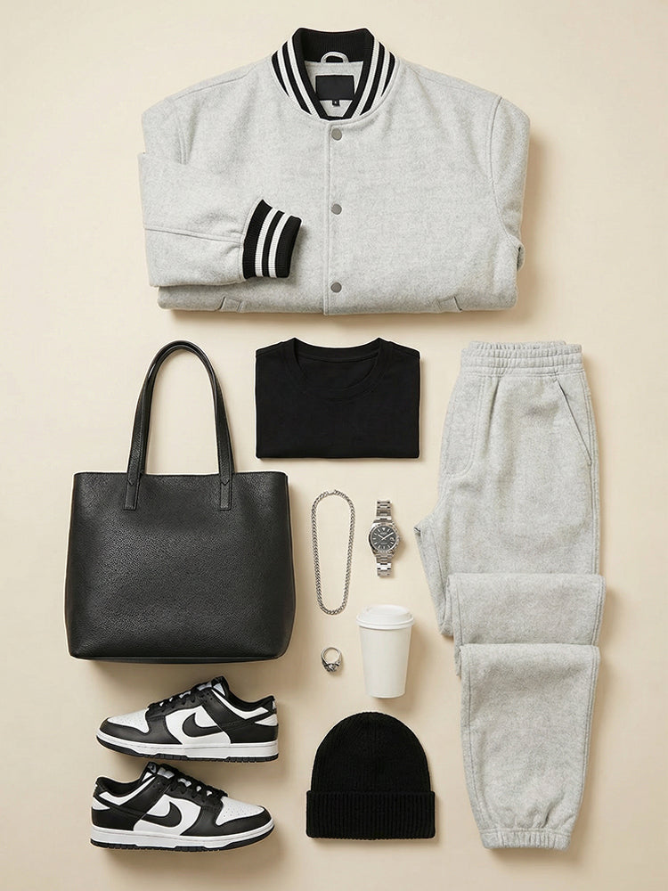 Classic Striped Trim Jacket Pants Set