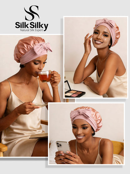 Pure Silk Bowknot Tie Bonnet