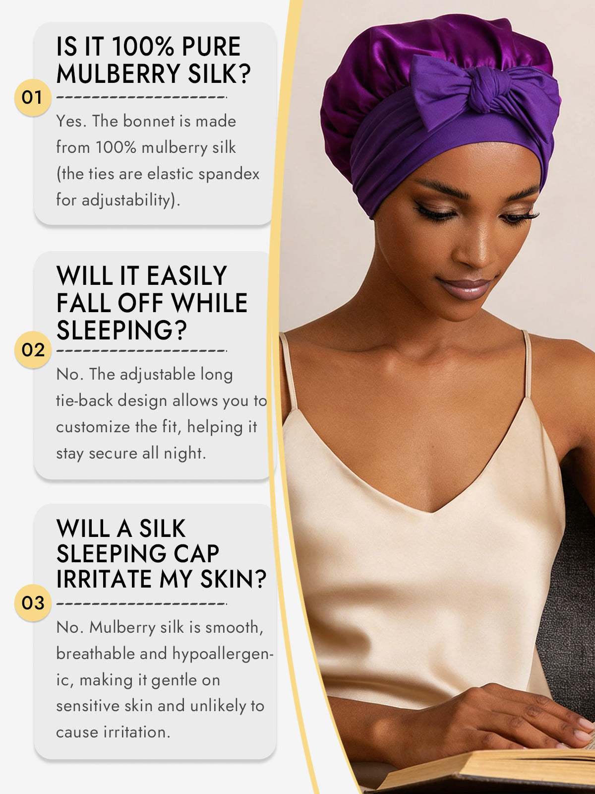Pure Silk Bowknot Tie Bonnet