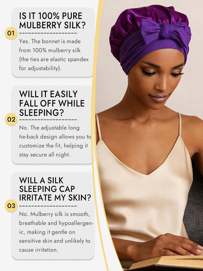 Pure Silk Bowknot Tie Bonnet