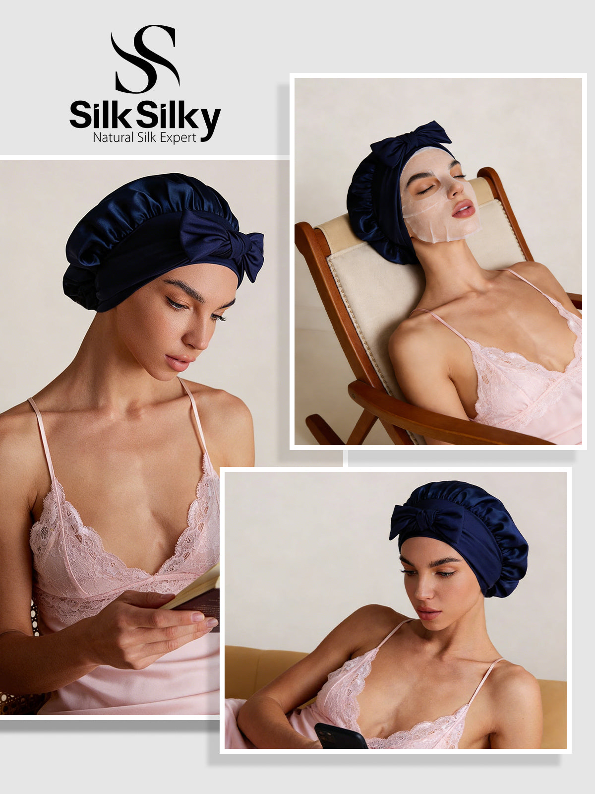 Pure Silk Bowknot Tie Bonnet