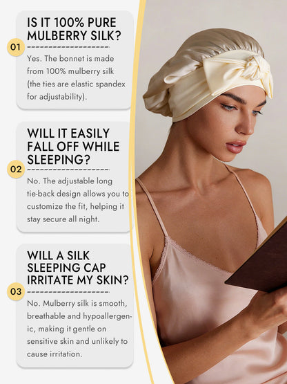 Pure Silk Bowknot Tie Bonnet