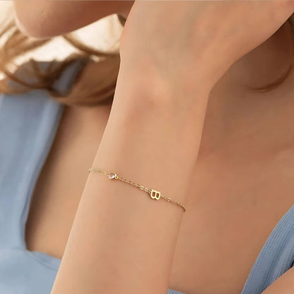 Personalised Soraya Birthstone Initial Bracelet