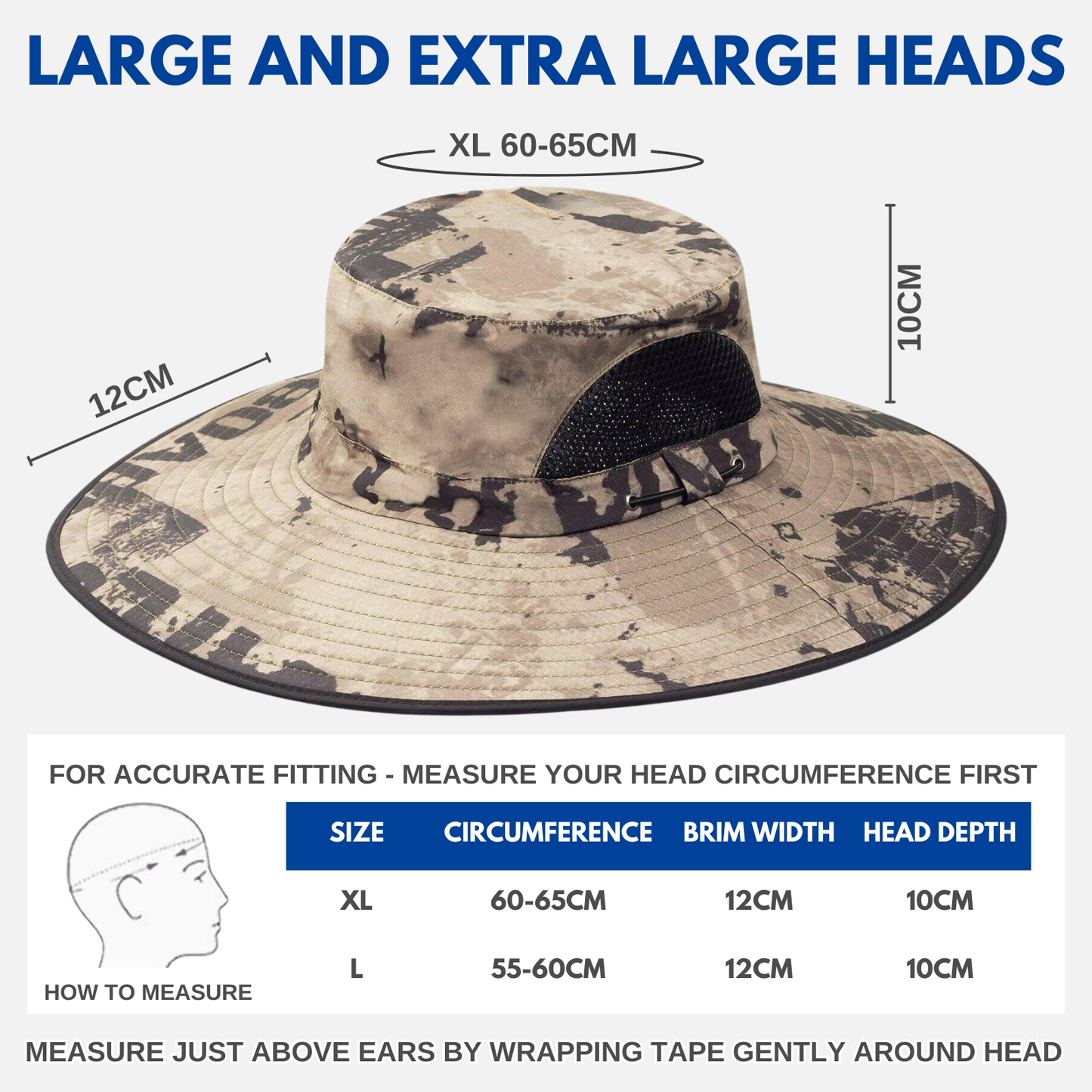 Big Head Extra Wide Brim Sun Hat