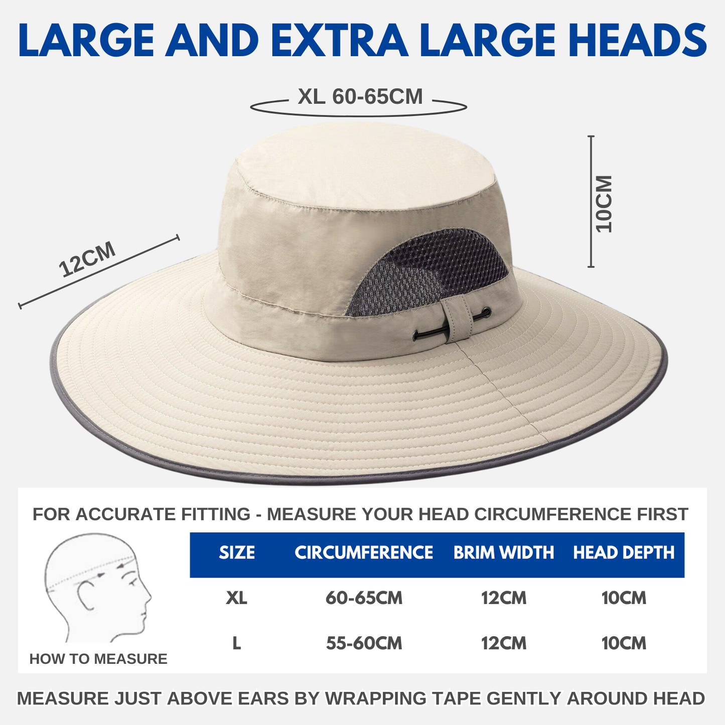 Big Head Extra Wide Brim Sun Hat