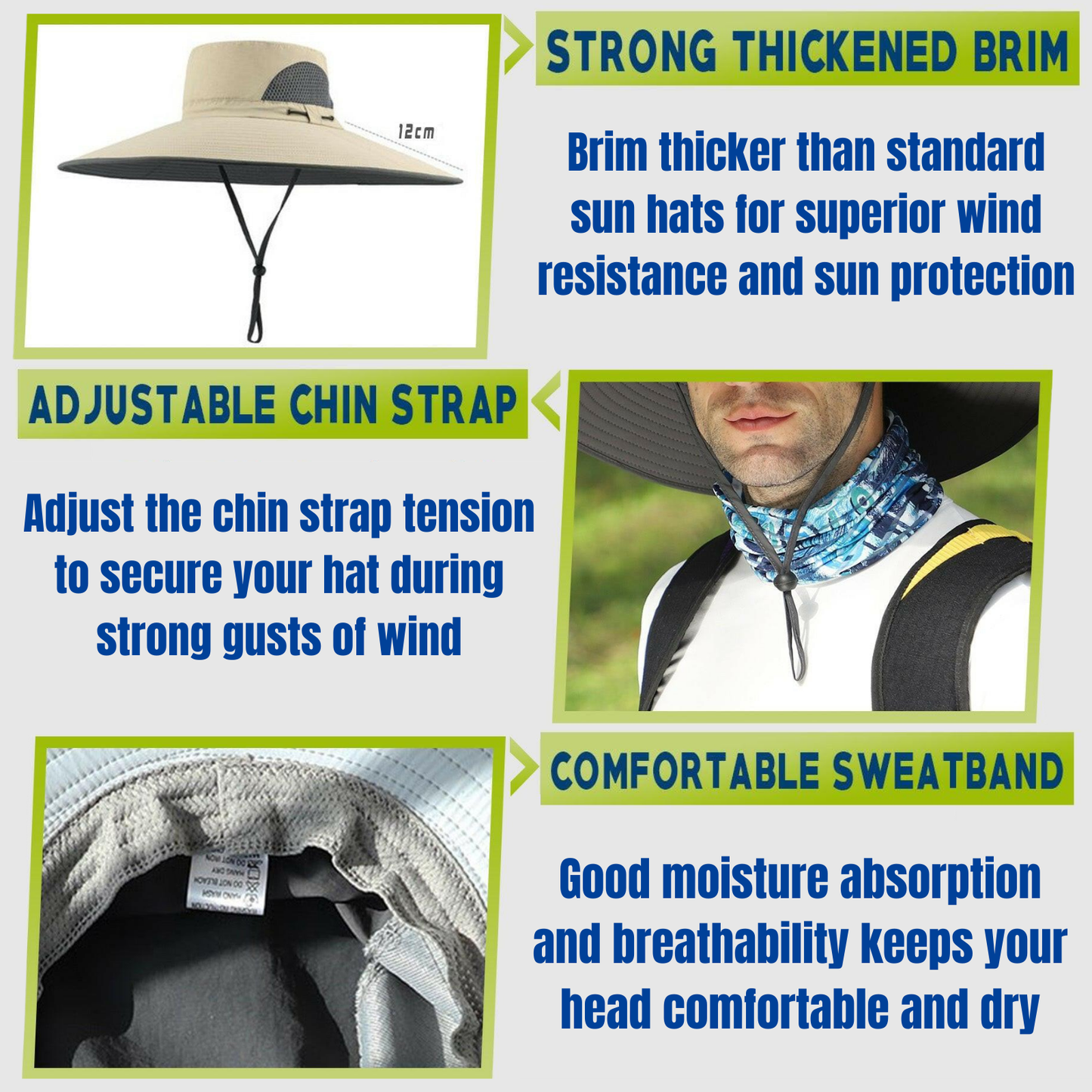 Big Head Extra Wide Brim Sun Hat