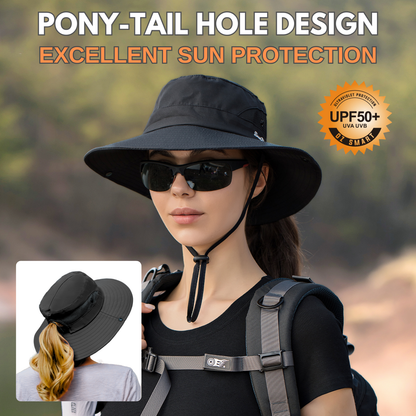 Wide Brim Ponytail Hole Sun Hat