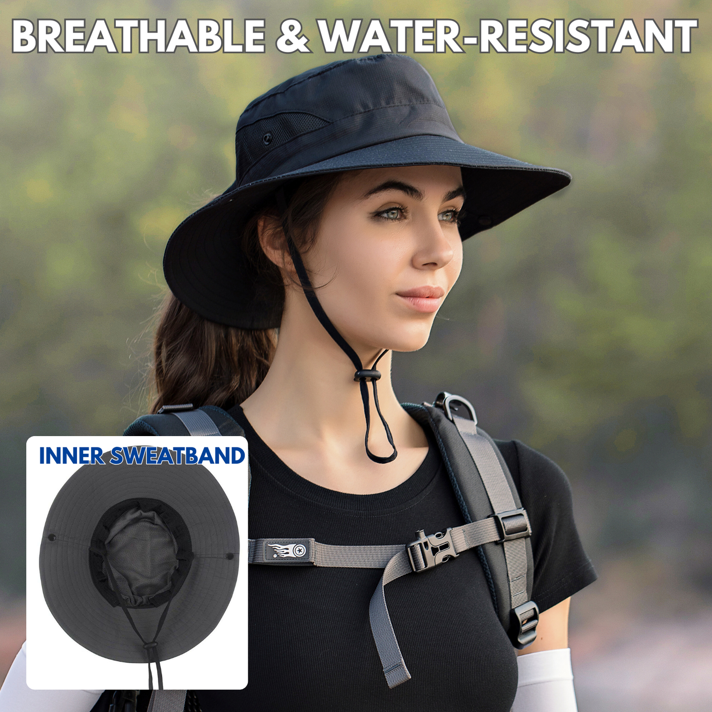 Wide Brim Ponytail Hole Sun Hat