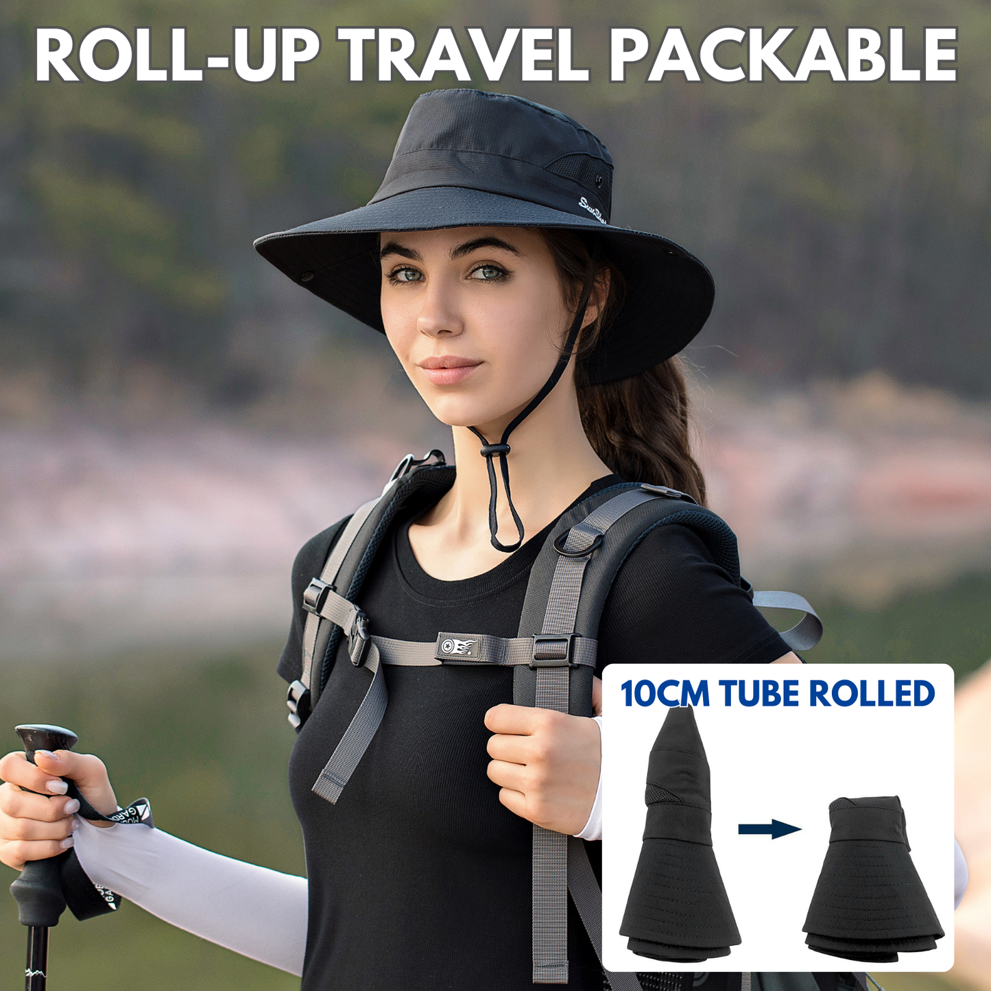 Wide Brim Ponytail Hole Sun Hat