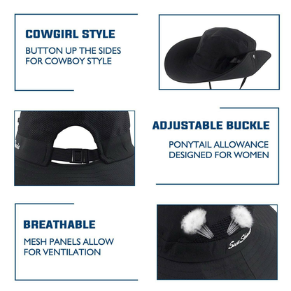 Wide Brim Ponytail Hole Sun Hat