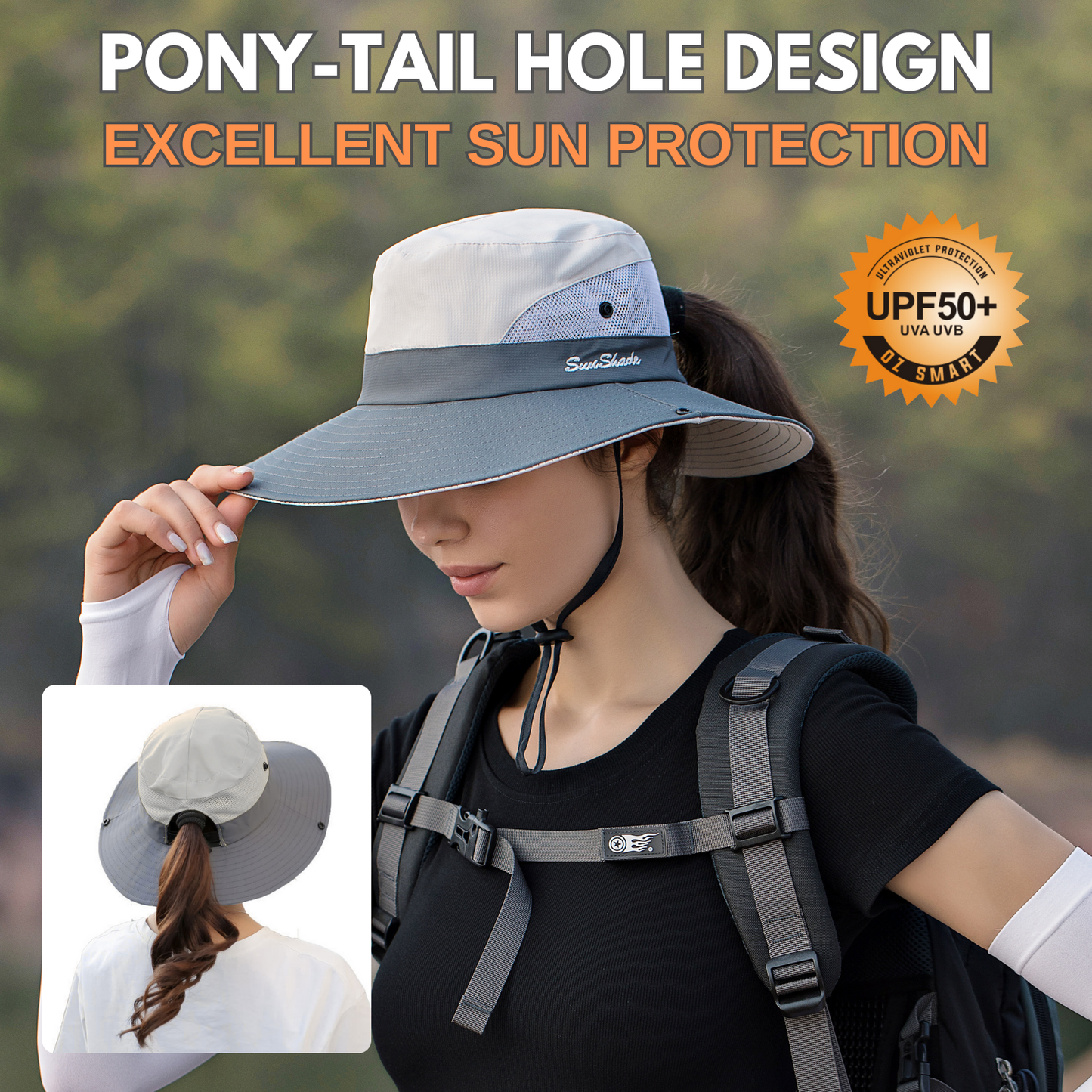 Wide Brim Ponytail Hole Sun Hat