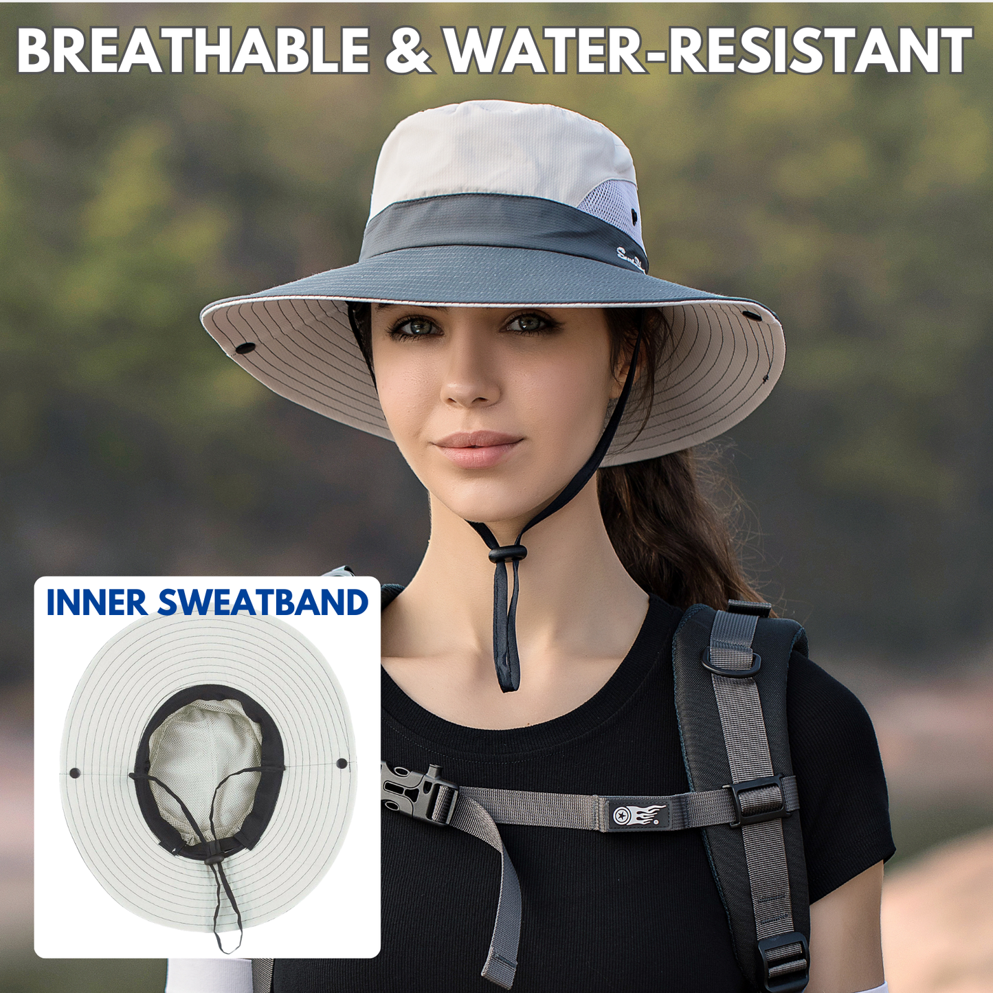 Wide Brim Ponytail Hole Sun Hat