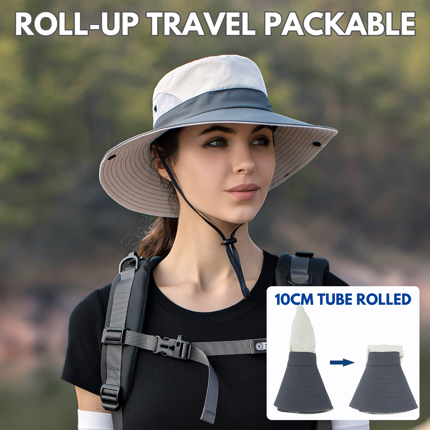 Wide Brim Ponytail Hole Sun Hat