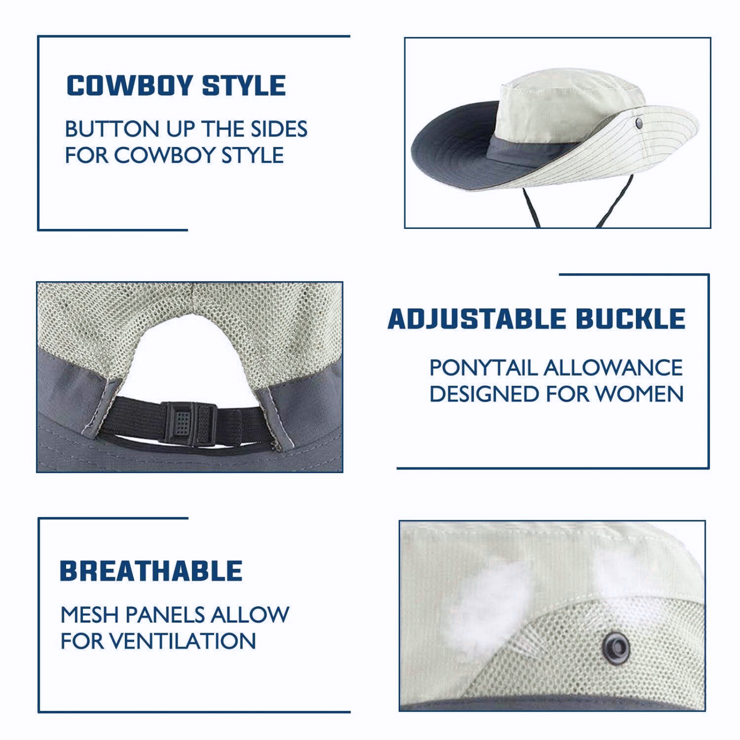 Wide Brim Ponytail Hole Sun Hat