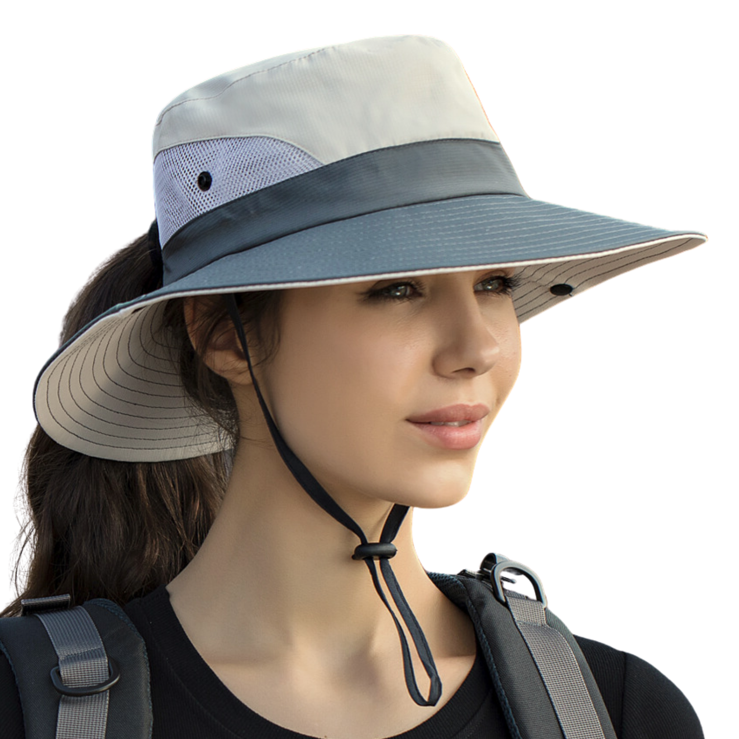 Wide Brim Ponytail Hole Sun Hat