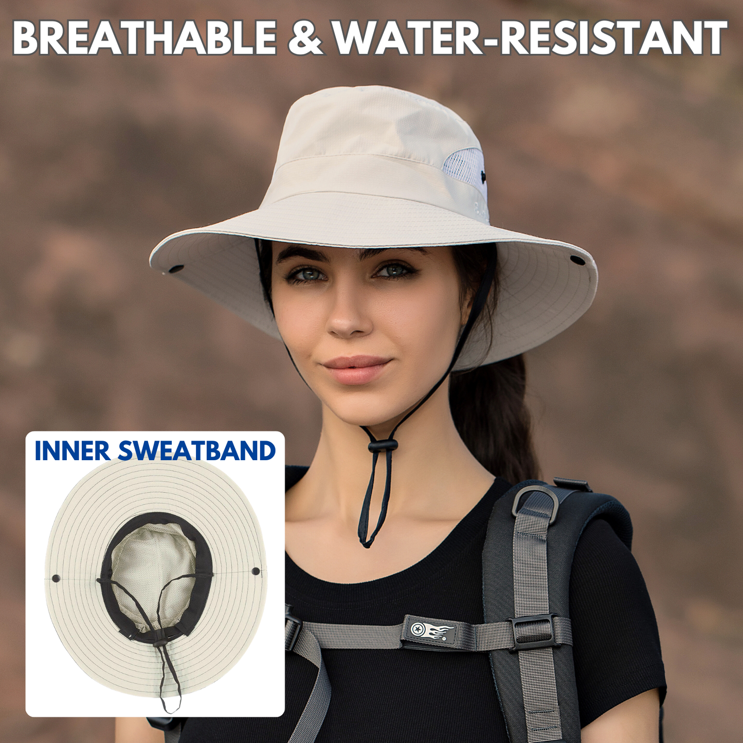 Wide Brim Ponytail Hole Sun Hat
