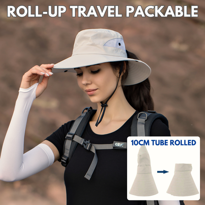 Wide Brim Ponytail Hole Sun Hat