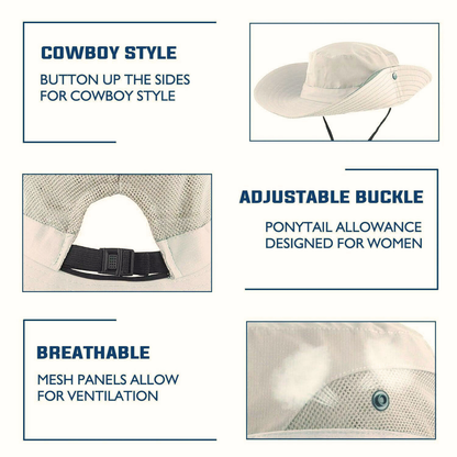 Wide Brim Ponytail Hole Sun Hat