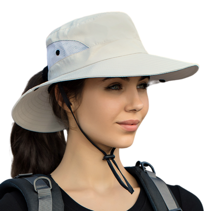 Wide Brim Ponytail Hole Sun Hat