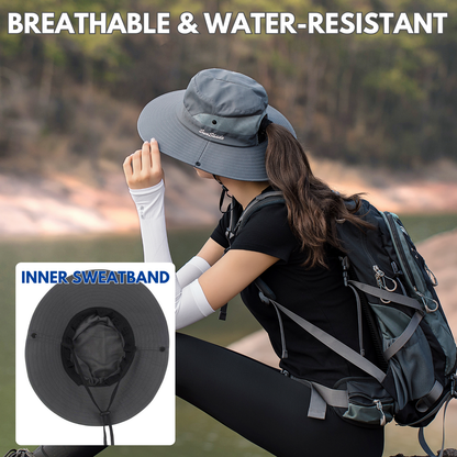 Wide Brim Ponytail Hole Sun Hat