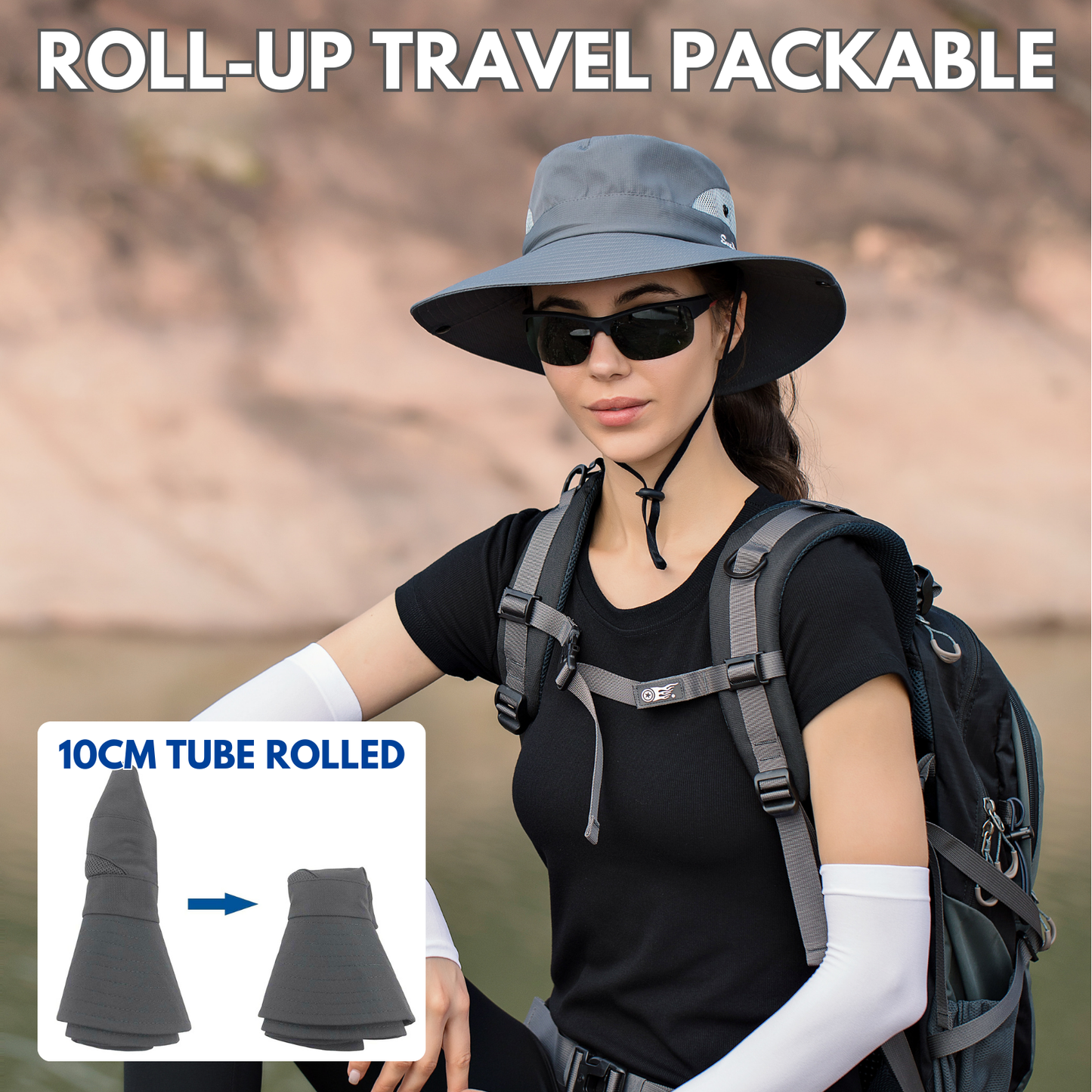 Wide Brim Ponytail Hole Sun Hat