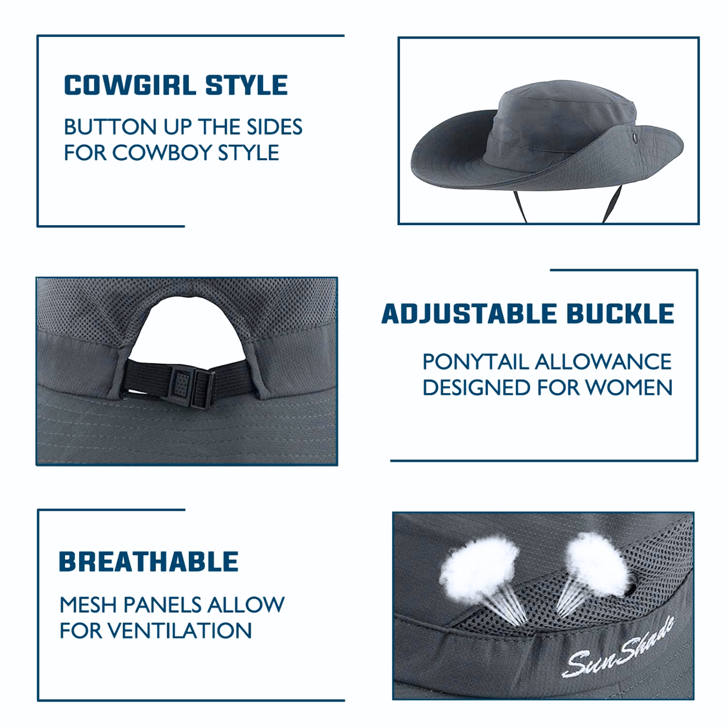 Wide Brim Ponytail Hole Sun Hat