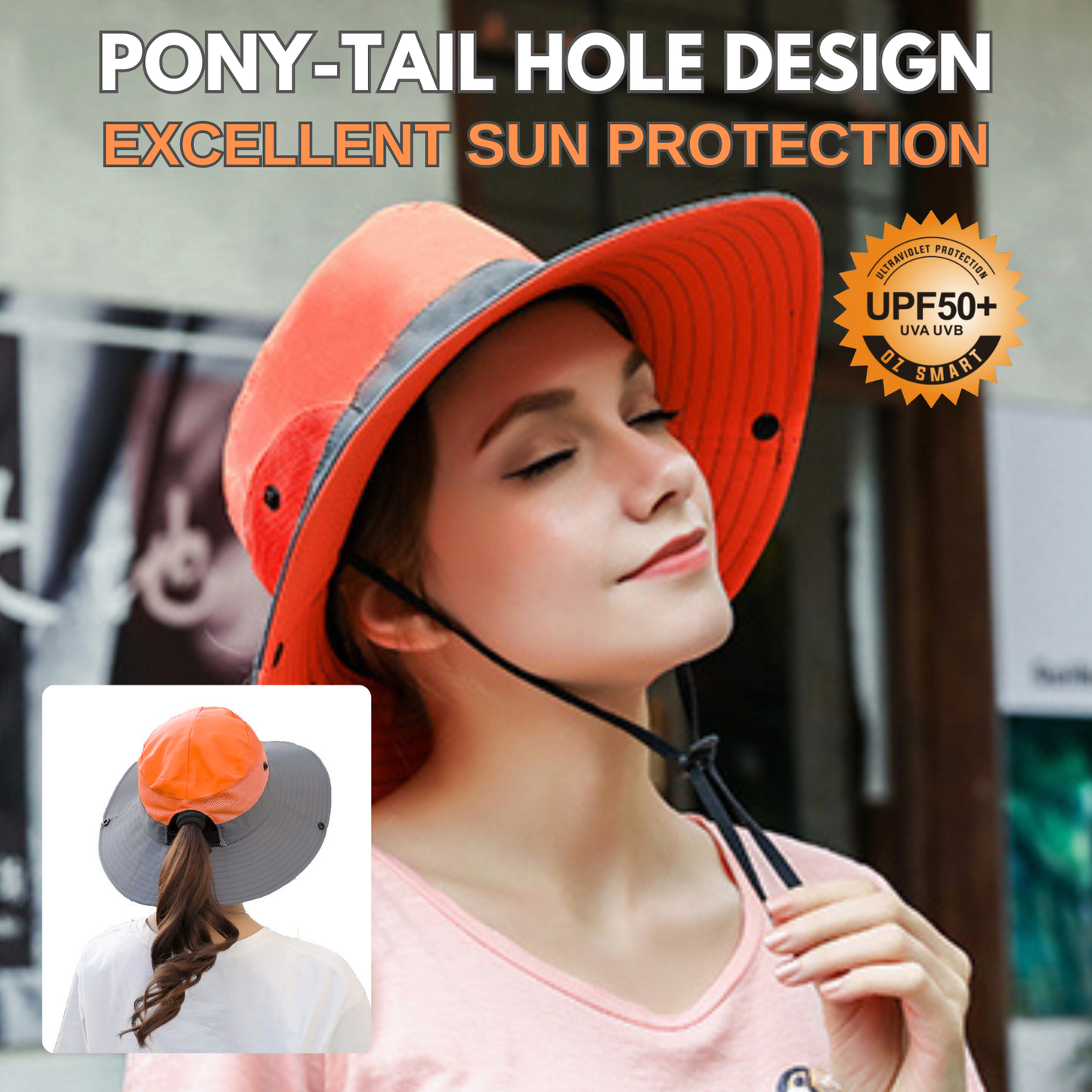 Wide Brim Ponytail Hole Sun Hat